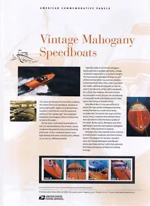 #794 41c Vintage Mahagoni Schnellboote #4160-4164 USPS Gedenkstempeltafel - Bild 1 von 1