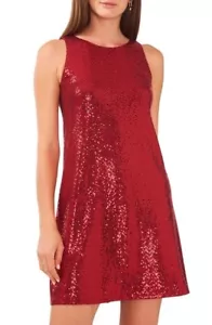 Vince Camuto VERMILLION Women's Sequin A-line Mini Dress, US L - Picture 1 of 4