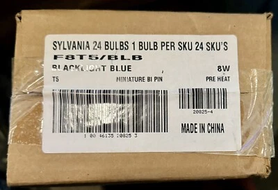 F8T5/BLB 8W 12" T5 Blacklight Blue FLUORESCENT TUBE Lamp NEW 20825 **CASE OF 24* - Image 1 of 2