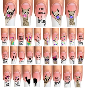 Wraps Nail Art Tattoo Fullcover Lama No Prob Llamacorn Bubblegum XS-XL Trend neu - Picture 1 of 9