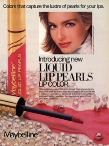  1987 Maybelline Liquid Lip Pearls Lippenstift Vintage Makeup 3-seitig MAGAZINANZEIGE - Bild 1 von 2