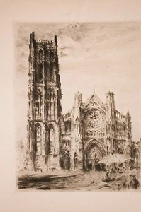 Eglise de Dieppe gravure à l'eau-forte Dominique Jouvet déb XX° Normandie - Picture 1 of 1