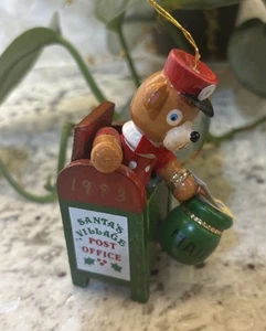 De colección 1983 Kurt S Adler Oso de Madera Buzón Adorno de Navidad Papá Noel Cartero Correo - Imagen 1 de 15