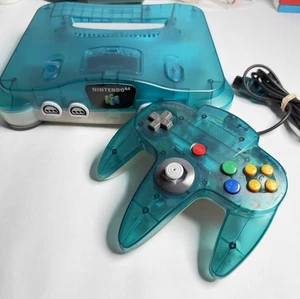 Nintendo 64 N64 Ice Blue Clear Console w/ Matching OEM Controller - Region Free - Picture 1 of 11