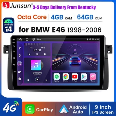For BMW 3-series E46 1998-2006 4+64G Android14 Carplay Car Stereo Radio GPS Navi - Image 1 of 4