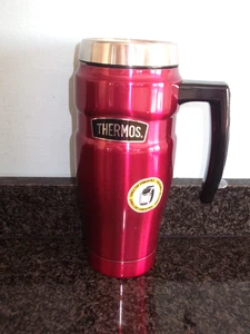 Thermoskanne rot Stahl Reiseflasche Becher 470ml heiß 7 Std kalt 18 Std OHNE ETIKETT - Bild 1 von 6
