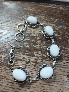 Pulsera Artesanal Navajo Nativo Americano De Colección Coral Blanco Plata Esterlina Tiggle - Imagen 1 de 6