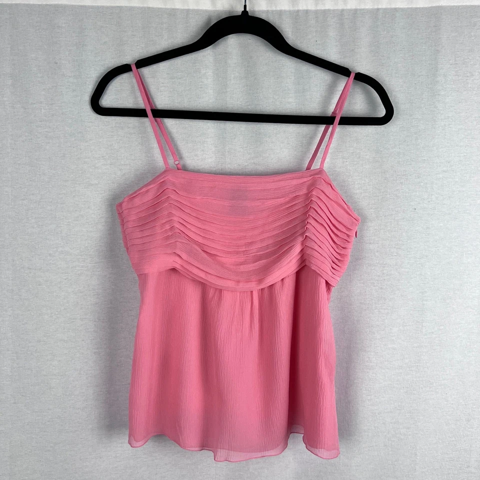 Vintage Gap Y2K Coquette Babydoll Cami Top Womens 4 Pleated Silk Pink Fairy - Image 1 of 4