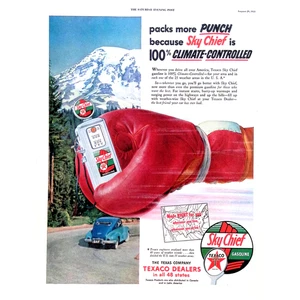 Gas & Oil 1953 Print Ad Texaco Sky Chief Gasoline Packs More Punch 11"X14" - Picture 1 of 3