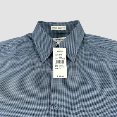 Camisa deportiva Pierre Cardin para hombre pequeña manga larga abotonada patrón a cuadros informal Foto 1 de 4