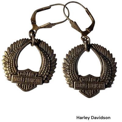 Harley Davidson Sterling Silver winged & Shield logo Lever Back earrings Foto 1 de 4