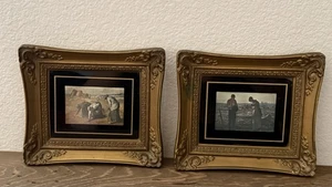 2 cuadros vintage enmarcados ornamentados en oro 7 X 6 Illinois Molding Co EE. UU. - Imagen 1 de 8