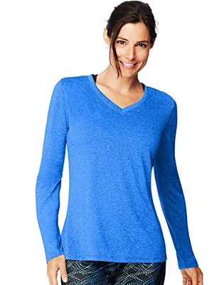 O9309 CAMISA ATLÉTICA MUJER HANES IMPRESIONANTE AZUL JASPEADO XXL Foto 1 de 3