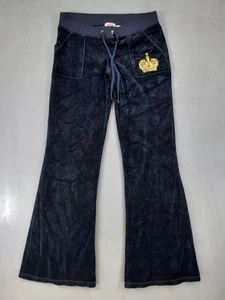 Pantalones acampanados de terciopelo negro Y2K Juicy Couture talla S bolsillos a presión logotipo - Imagen 1 de 6