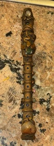 Early 1900s Ceremonial Flute w/ Intricate Carvings Embedded Stones E. Asia 12.5” - Picture 1 of 11