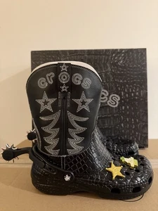 CROCS Classic Cowboy Boot Black Men’s Size 7 (Women’s 9) 208695-001 Damaged Box - Picture 1 of 5