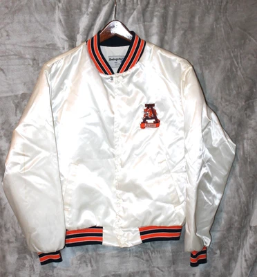 Vintage 80's Auburn Tigers Swingster White Satin Bomber Jacket Medium White - Image 1 of 4