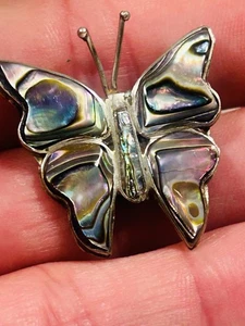 Abalone Schmetterling Brosche Anstecknadel Muschel Vintage Mexiko 1 1/4 Zoll - Bild 1 von 4