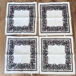 Set of 4 SUNWEAVE Luxury Christmas Napkins Placemats Holly Pinecone Design VTG - Picture 1 of 10