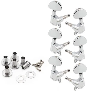 6Pcs 3+3 Guitar Tuning Pegs, Chrome Guitar Tuners Machine Head Knobs, String ... - Picture 1 of 7