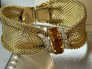 Vintage Emmons Buch Stück Diamant Topas Gold Mesh Armband CJ-J-6-15 - Bild 1 von 8