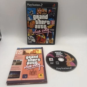 Sony Playstation 2 Grand Theft Auto Vice City Etiqueta Negra con Mapa GTA PS2 Probado - Imagen 1 de 7