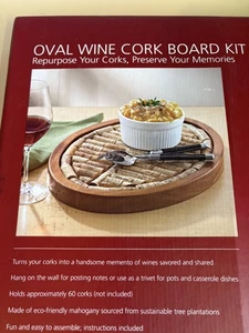 NEW Wine Enthusiast Oval 16"X12'' Wine Cork Bulletin Wood Board Kit - Picture 1 of 7