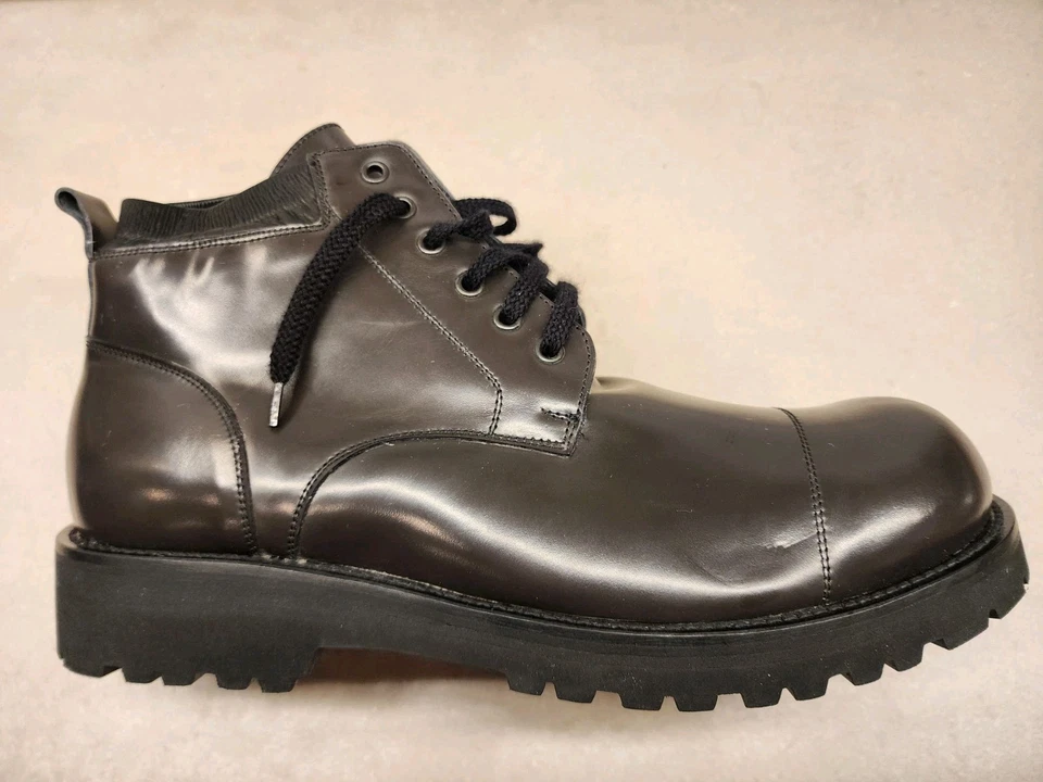 CLONE Italy Men's  Leather Boots size 45 Patent Leather 1999 Vibram Sole NOS - Image 1 of 4