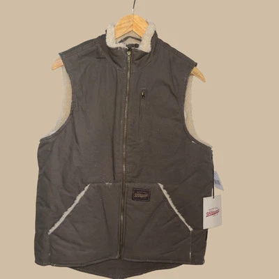 Brooklyn Mens Small Brown Canvas Sherpa Lined Workwear Utility Sleeveless Vest - Image 1 of 4