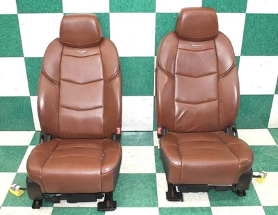 17' ESCALADE *WEAR* Brown Leather Front Heated Cooled Power Bucket Seats Pair 2x Foto 1 de 4