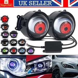 2x 3" LED Dynamic Devil Eyes Lights 12V Car Remote Control Headlight Retrofit UK - Picture 1 of 11