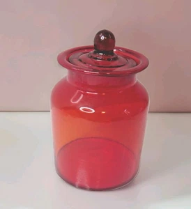 Tarro con tapa boticario vintage MCM japonés Takashi rojo naranja 8 1/2" #USS1 - Imagen 1 de 10