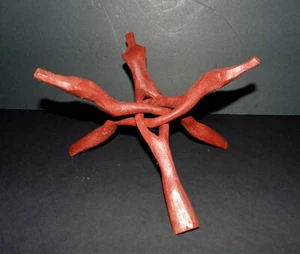 10" CARVED WOOD DISPLAY STAND SEA SHELL BEACH DECOR CORAL WOODEN NAUTICAL - Picture 1 of 2