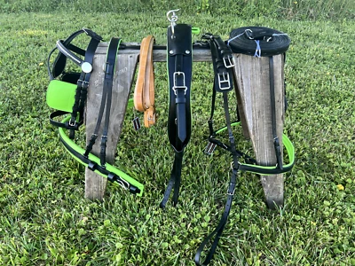 Arnês de direção Leaders couro premium preto/verde limão - Imagem 1 de 4