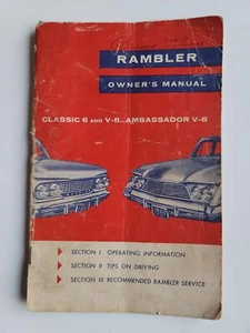1961 Rambler Classic 6 & V8 + Ambassador V8 Owners Operator Manual Original Book - Foto 1 di 5