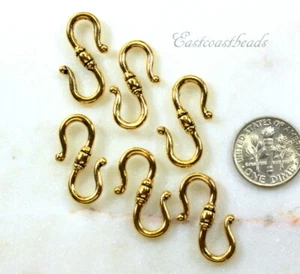 S Hook Clasps, TierraCast, Antiqued Gold Plated Pewter, 6 Pieces, 4726 - Picture 1 of 4