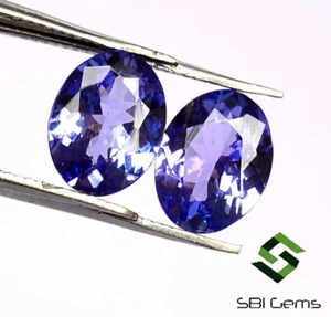 Certified Natural Tanzanite Oval Cut Pair 9x7 mm Best Quality Loose Gemstones - Picture 1 of 7