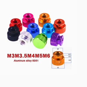 Anodised Aluminium Knurled Thumb Nut Blind hole High Type Grip Knob M3M3.5M4M5M6 - Picture 1 of 7