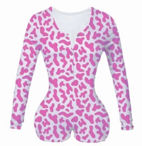 Large Womens Sexy Long Sleeve Pajamas Pjs Jumpsuit Shorts Romper Bodysuit - Picture 1 of 2