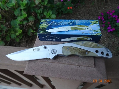 4 1/2" CLOSED POCKET KNIFE STILL SILENCE 440 STAINLESS BLADE & FRAME RAMS HORN   - Image 1 of 4