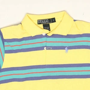 Polo Ralph Lauren Boys Shirt 7 Yellow Green Blue Red Stripe Collar Made in USA - Picture 1 of 6