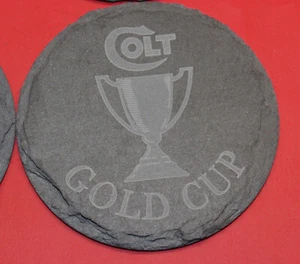 Colt Firearms 1911 Gold Tasse Schiefer Untersetzer 4er Set - Bild 1 von 3
