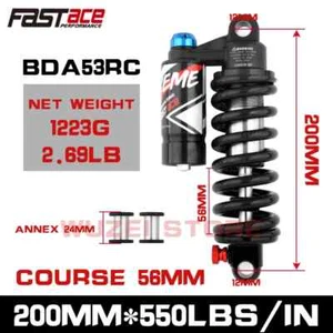 MTB Bicycle Downhill DH Rear Shock 190mm 200m 220mm 240mm 550 Lbs Bike Shocks - Picture 1 of 34