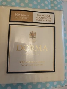 Dorma Cream satin stripe housewife pillowcase pair 300 Thread Count - Picture 1 of 4