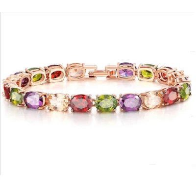 Nuevo Moda Joyería Morganita Amatista Piedras Preciosas Dije Mujeres Pulseras Oro Rosa Foto 1 de 4