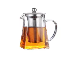 Stilvolle geometrische Glas Teekanne Teekanne "gehämmert" Oberfläche + Innenfilter 950 ml - Bild 1 von 2