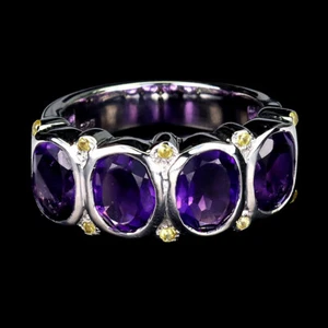 925 Anillo Plata de Ley Oval Amatista Diamante Zafiro Corte Piedra Joyería 8 - Imagen 1 de 11