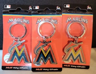 Hillman Miami Marlins Metal Silver Decorative Key Chain Pack of 3 Free Shipping  - Image 1 of 3