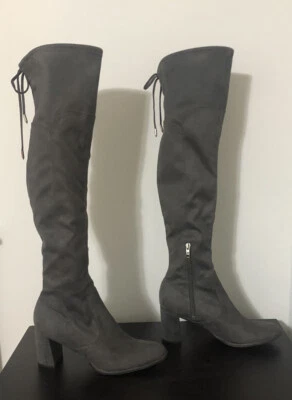 Marc Fisher Locket, Botas por encima de la rodilla, gamuza sintética, talla 8,5 M, gris Foto 1 de 4