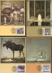 OLD NORDIC TALES & LEGENDS BAUER  SWEDEN 1982 MI 1178-1181 MAXI CARDS SLANIA - Picture 1 of 5
